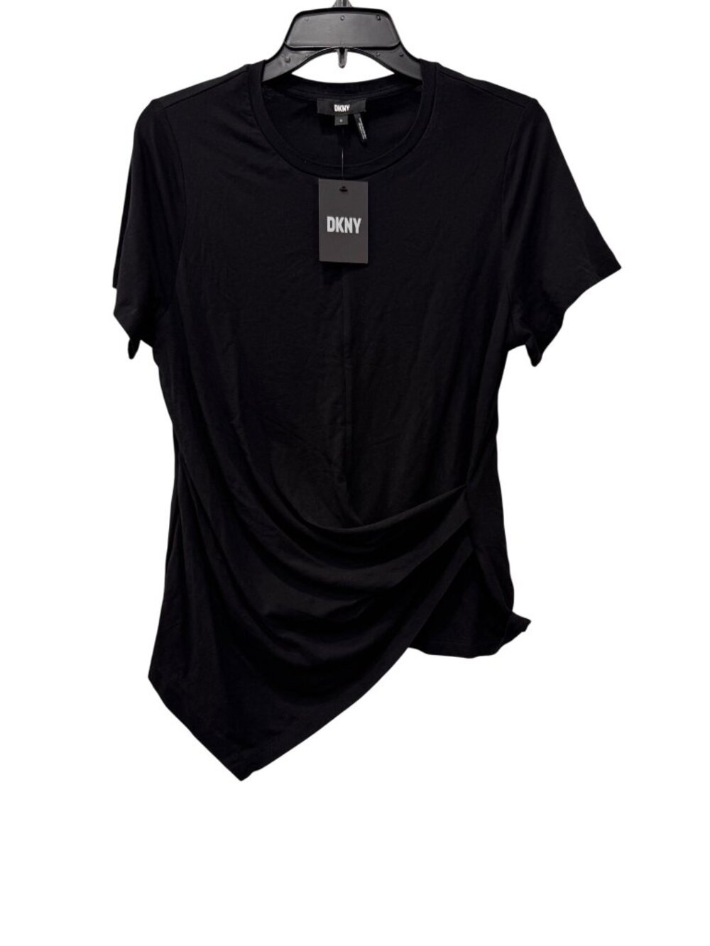 DKNY Women's Black Short Sleeve Twist Hem Tee